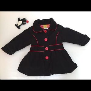Penelope Mack 18M Black Corduroy Coat Cherry Lined